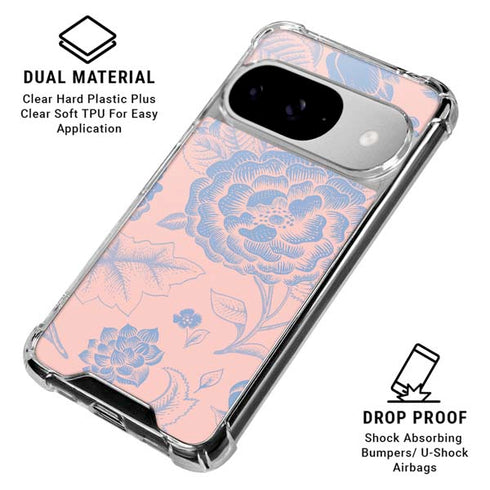 Rose Quartz & Serenity Floral Google Pixel 10 Clear Case